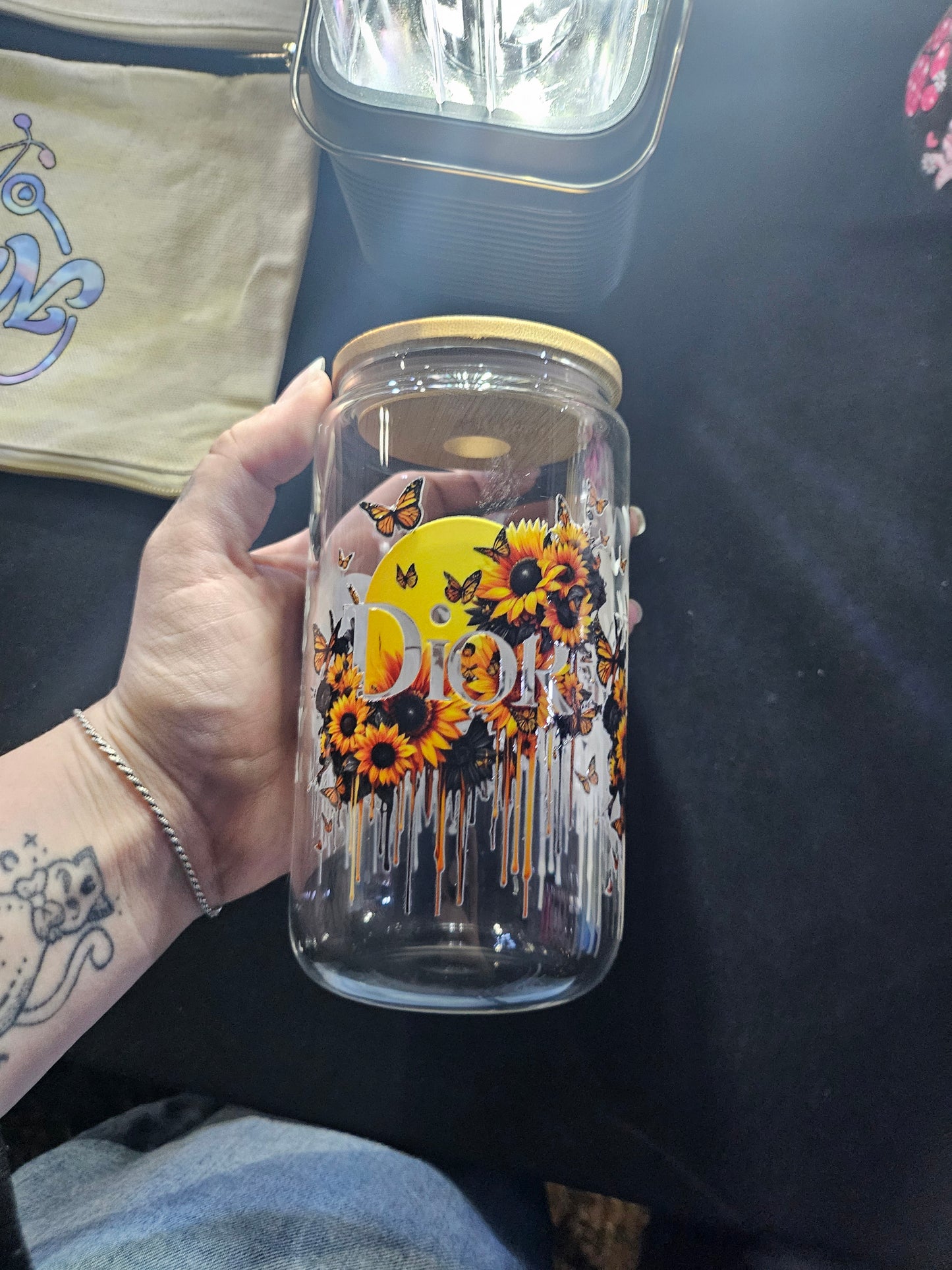 Sunflower Dior Glass Tumbler