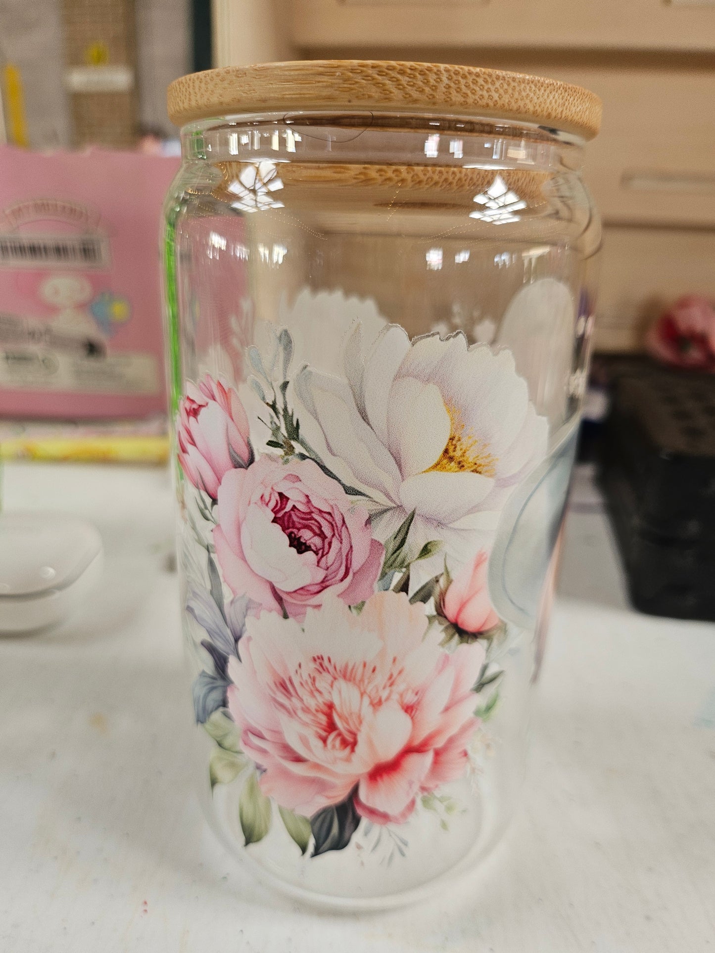 Floral doggie glass tumbler