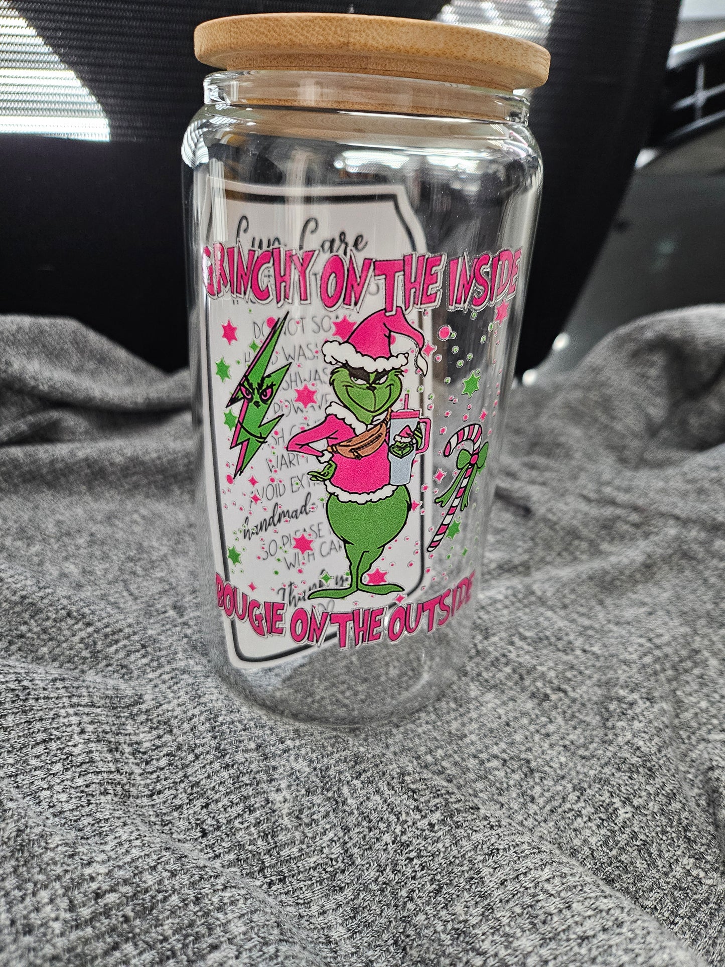 Grinchy On the Inside Glass Tumbler