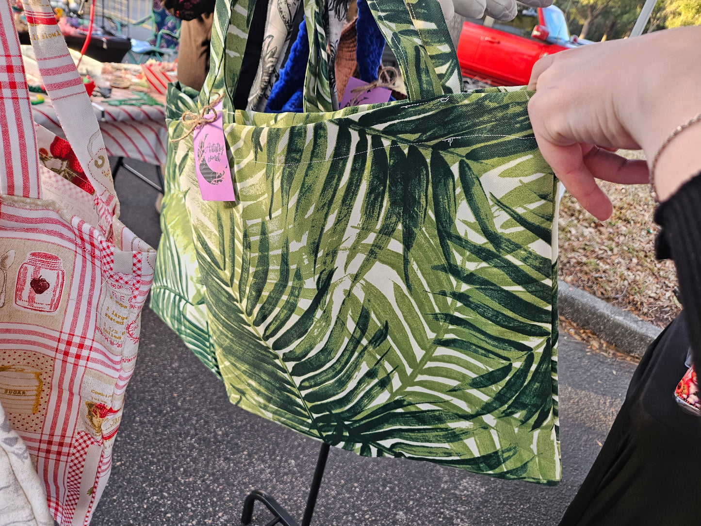 Palm leaf tote bag