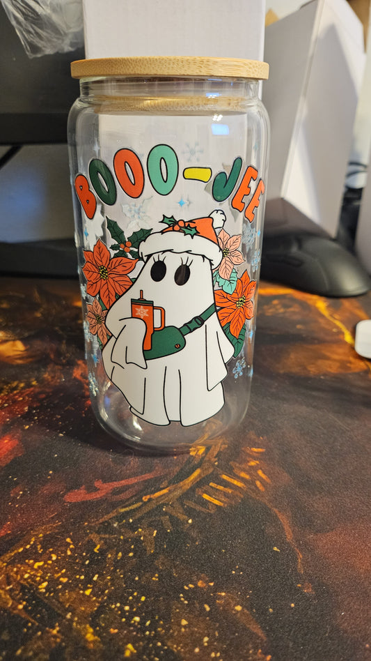 Booo-Jee Christmas Ghost Glass Tumbler - Perfect for Your Holiday Drinks - Drinkware, Bottle