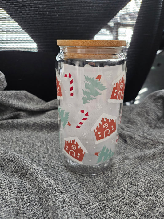 Christmas Cookie House Glass Tumbler