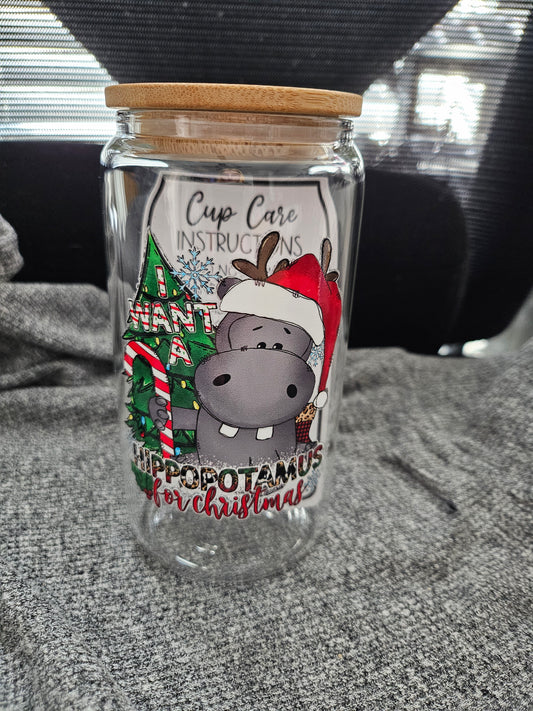 I Want a Hippopotamus Glass Tumbler