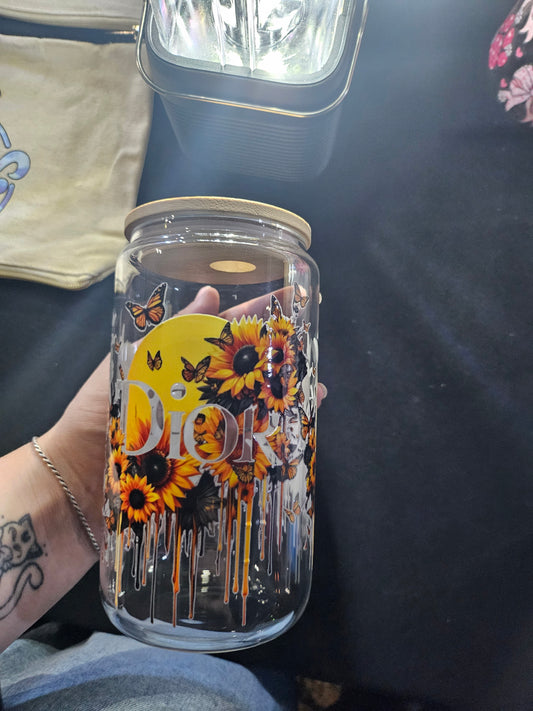 Sunflower Dior Glass Tumbler