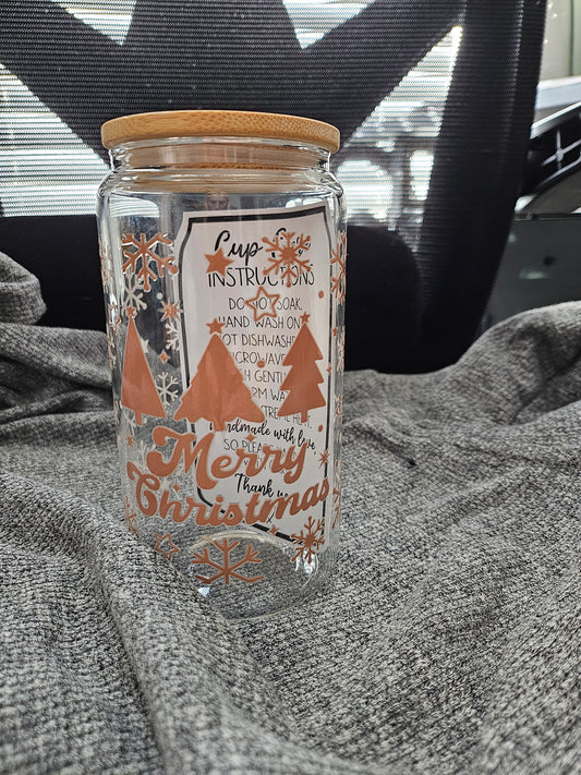 Gold Merry Christmas Glass Tumbler