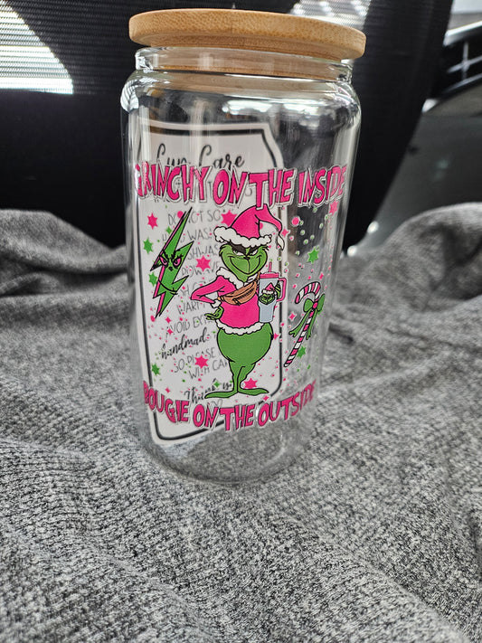 Grinchy On the Inside Glass Tumbler