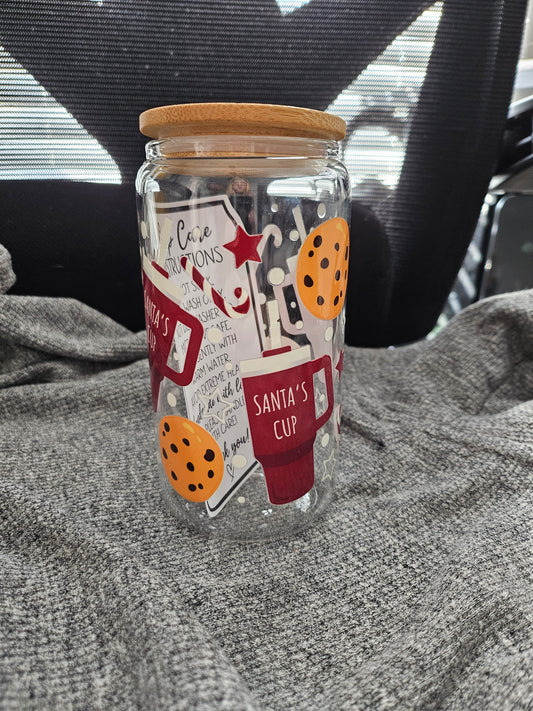 Santa Cup & Cookies Glass Tumbler